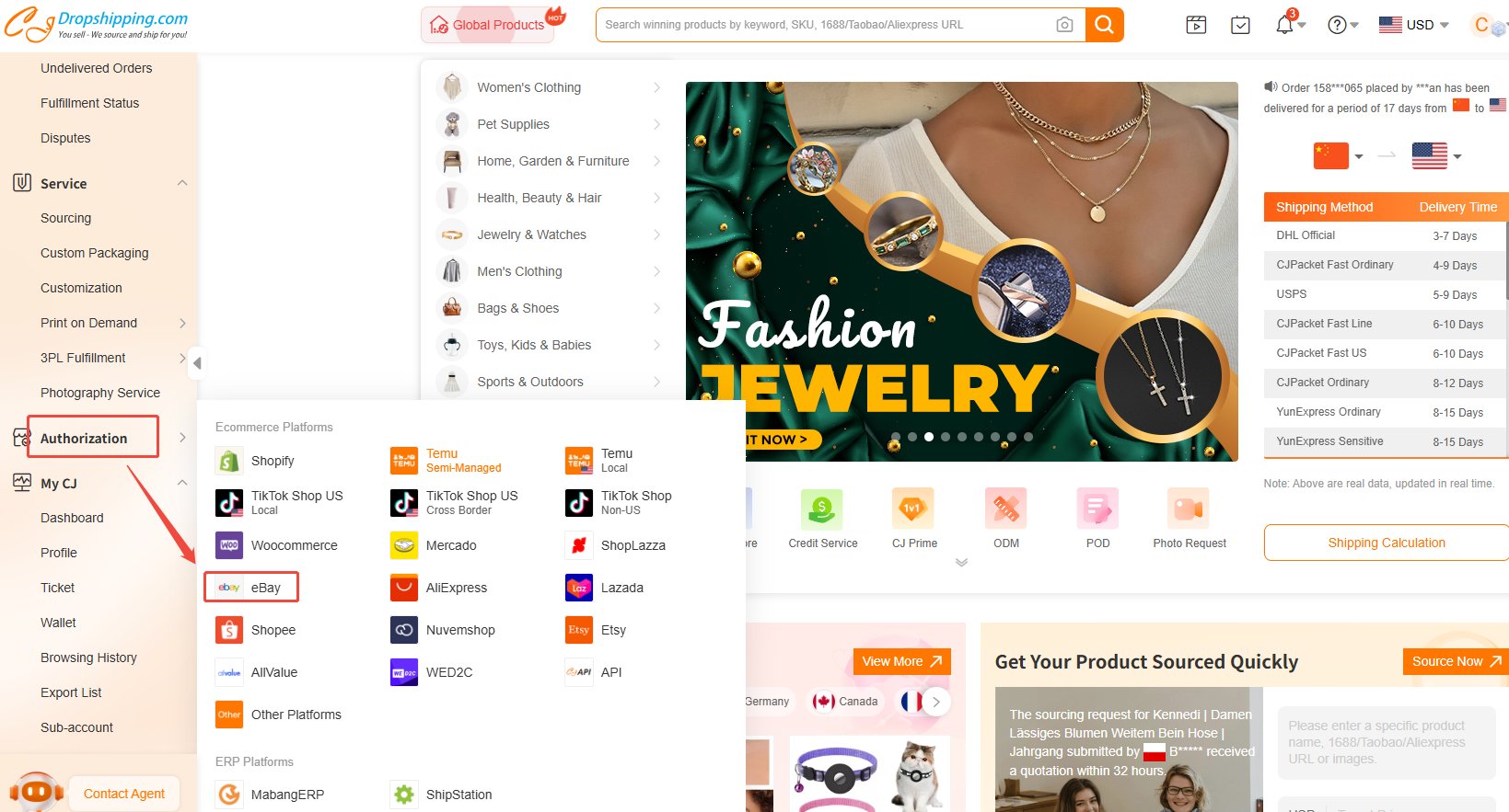 CJ Dropshipping to eBay